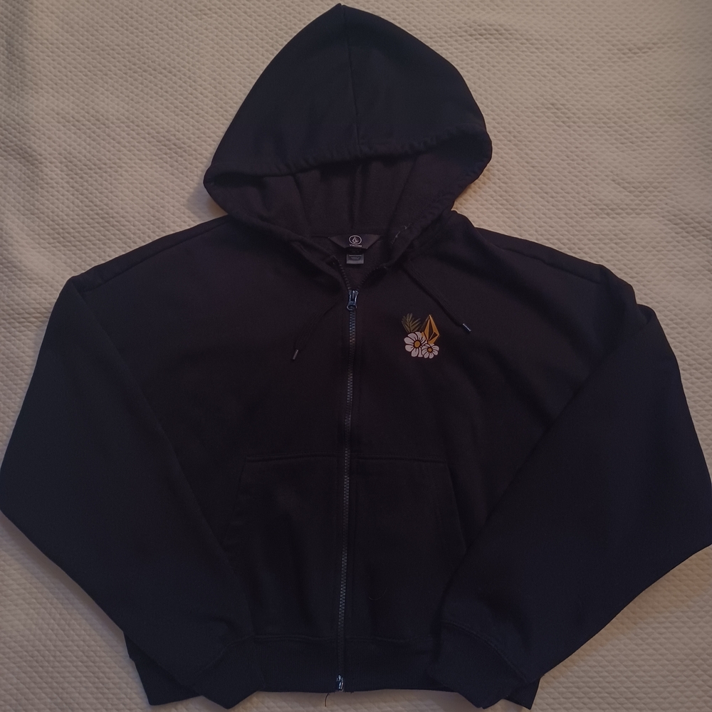 Volcom Black Fleece Crop Hoodie Women's Size XL